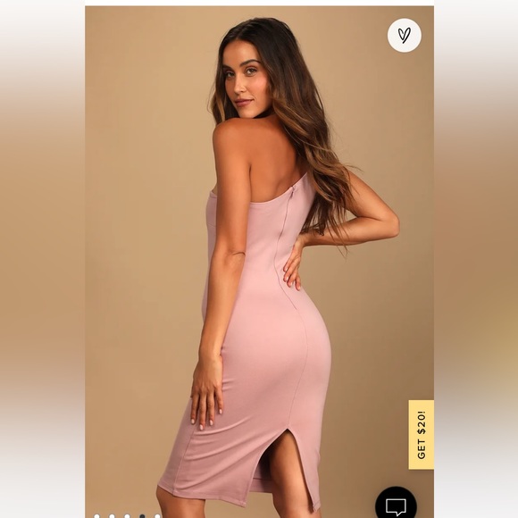 Lulus Blush Pink One-Shoulder Bodycon Midi Dress - Picture 2 of 7